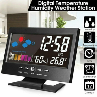 LED Wetterstation Funk Wetterstation mit Farbdisplay Hygrometer Thermometer - Bild 1 von 4