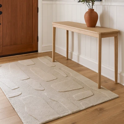Premium Handmade Wool Area Rug, Hand Tufted Beige Wool Carpet for Bedroom Rug - Image 1 of 4