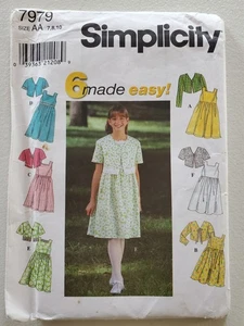 Simplicity "Girls' Dress and Jacket #7979" Pattern Size AA 7,8,10 - Picture 1 of 3