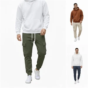 Pantaloni tuta Uomo Invernali Cotone Felpati Con Tasche Laterali Tasconi cargo - Foto 1 di 28