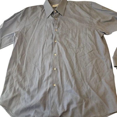 Barneys 纽约衬衫男式 16 蓝色长袖纽扣连衣裙口袋经典 — 第 1/4 张图片