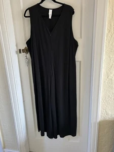 BNWOT MARLA WYNNE BLACK V NECK ZIP FRONT SLEEVELESS PALAZZO LEG JUMPSUIT SIZE 3X - Picture 1 of 18