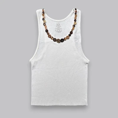 Chaleco Top Vintage Fruit Of The Loom Blanco con Botones Para Mujer S-M Reciclado Y2K  Foto 1 de 4
