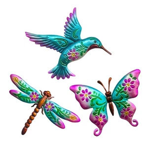 Hummingbird Butterfly Dragonfly Metal Wall Art Decor, Wall Sculpture Decorati - Picture 1 of 7