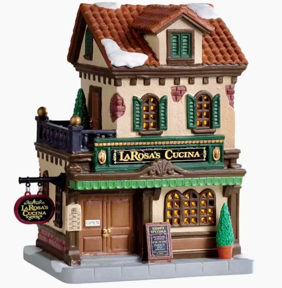 2019 Lemax Village Lighted Building La Rosa's CUCINA Xmas Table Decor Gift