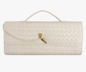 Woven Clutch Purses for Women, Formal Satchel Leather Evening Bag Shoulder - Picture 1 of 7