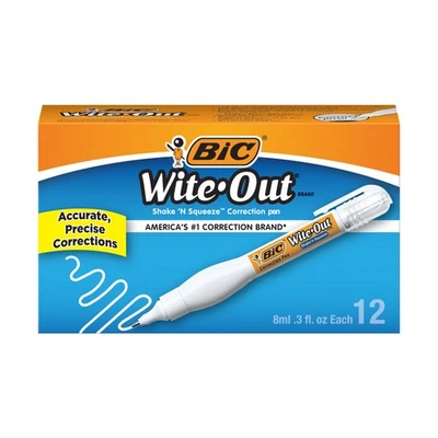 BIC Wite-Out Brand Shake 'n Squeeze Correction Pen, 12-Count Pack - Image 1 of 4