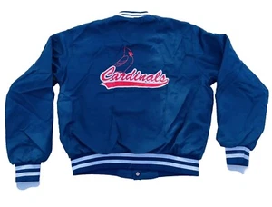 Giacca da baseball vintage blu St. Louis Cardinals starter bomber foderata a scatto taglia M USA - Foto 1 di 10