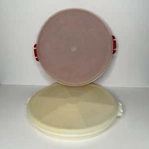 Juego de 2 platos Tupperware rojo y blanco bandeja para galletas de verduras Relish To Go - Imagen 1 de 10