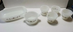 Set of 10 Vintage Dynaware Pyr-O-Rey Brown Daisy Casserole Dish Custard Cups - Picture 1 of 6
