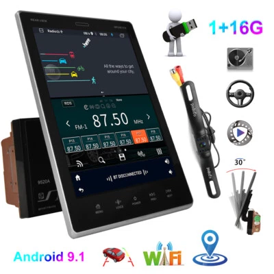 9.5" Car Stereo Radio Android 10.1 GPS WiFi FM Touch Screen Double 2Din + Camera - Image 1 of 4