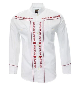 Charro Shirt Langarm Der Herr des Himmels Hemd Charra weiß/rot 923 - Bild 1 von 5