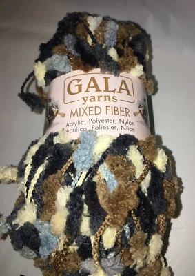 GALA POM POM MARRÓN AZUL MARFIL TEJER HILO GANCHILLO TEJER FEBER MANUALIDADES 50G Foto 1 de 3