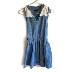 Nautica Girls Denim Chambray Lace Button Front Sleeveless Dress Size 10 - Picture 1 of 3