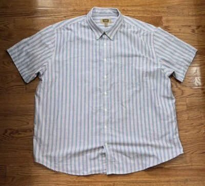 Camisa de fundición para hombre 2XL XXL azul rojo rayas fácil cuidado abotonada manga corta Foto 1 de 4