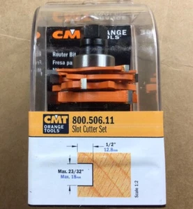 Slot Cutter Set CMT 800.506.11 with 1-7/8-Inch Diameter, 1/8-Inch to 23/32-Inch - Picture 1 of 6