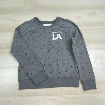 Sudadera Hollister Mujer XS Gris Estrellas LA Logo Cuello Redondo Cuadrada Suelta Suave Foto 1 de 4