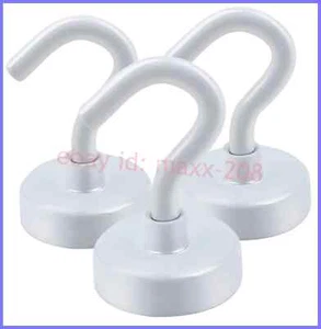 (3 Pack White)Heavy Duty Magnetic Hooks 30Lbs Neodymium Nickel-Plated for Kitche - Picture 1 of 6