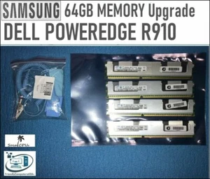 Samsung 64GB (4x16) Memory for Dell PowerEdge R910 Upgrade DDR3 R4x4 PC3L-8500R - Picture 1 of 3