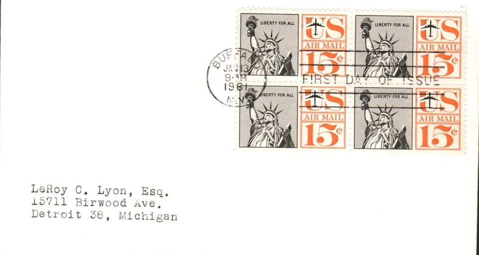 STATUE OF LIBERTY #C58 15¢ JAN 13 1961 BUFFALO NY FIRST DAY COVER FDC (FDC) BX7 - Image 1 of 1
