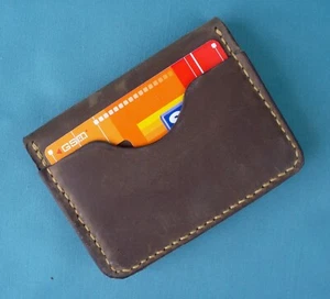 Handmade Leather Cardholder, Business Wallet, Credit Card Wallet, Mini Envelope - Picture 1 of 11