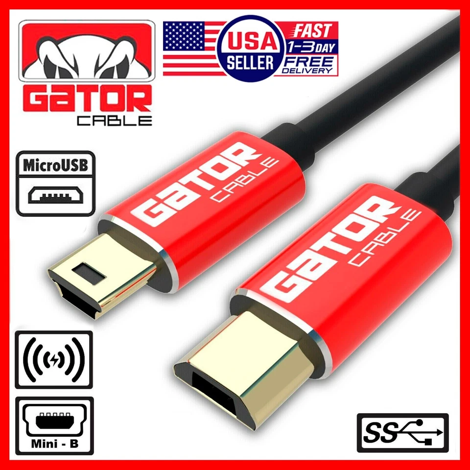 Micro USB to Mini USB Male Host OTG Adapter Converter Cable Charger Cord 3FT - Image 1 of 4