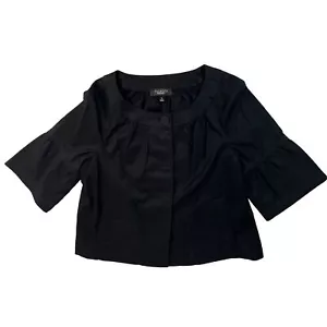 Talbots The Jackie Fit Cropped Blazer Jacket Women's Sz 10 Black Cotton Stretch - Picture 1 of 5