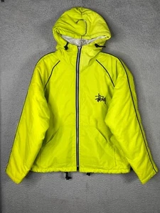 Vintage Stussy Jacket Womens Medium Green Windbreaker Softshell Hooded USA Made - Picture 1 of 16