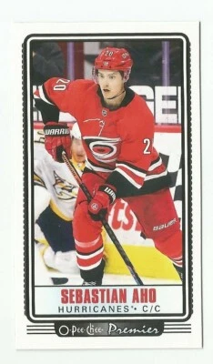2021-22 O-Pee-Chee SEBASTIAN AHO OPC Premier Tallboys #P-11 HURRICANES FREE S/H - Image 1 of 2
