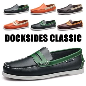 Men Genuine Leather Casual Shoes Breathable Loafers Flat Moccasins Walking Shoes - Picture 1 of 40