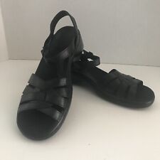 Clarks Black Strappy Buckle Leather Sandal  #71852 9M