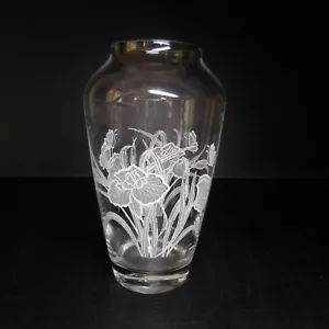 N23.320 Clear White Glass Flower Vase Deer Vintage Art Nouveau France - Picture 1 of 24