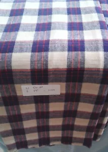VINTAGE BRUSHED COTTON FABRIC 1950/60'S BLUE/GREY CHECK - W 59" x L 5.12m - Picture 1 of 1