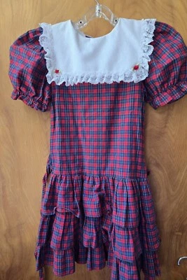 Vestido Winnie The Pooh Disney Rojo Tartán Delantal Falda en Niveles 6XL Navidad  Foto 1 de 4