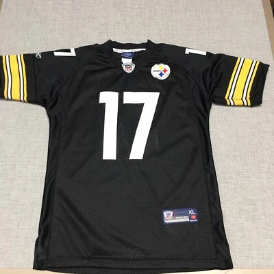 锐步 NFL 匹兹堡钢人队黑色球衣 17 华莱士青少年尺寸 16-18 (XL) — 第 1/4 张图片