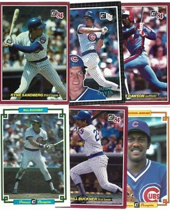 6 Large Donruss Chicago Cubs Baseball Cards Buckner~Sandberg~Dawson~Jenkins 1984 - Picture 1 of 2