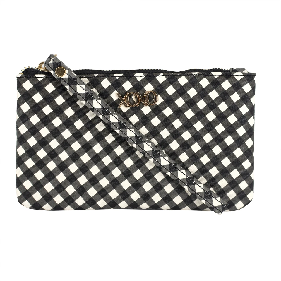XOXO Women’s Large Black & White Gingham Saffiano Multifunction Patterbed Wristl