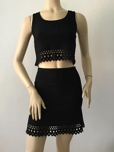 Alaïa Vintage Sexy Black Cropped Combo Top & Mini Skirt (Size 38 FR/US 4-6) - Picture 1 of 12