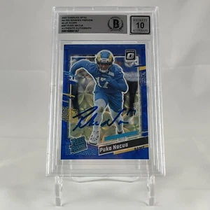 Puka Nacua Signed 2023 Donruss Optic Blue #357 Rookie RC Beckett BAS 10 Auto - Picture 1 of 2