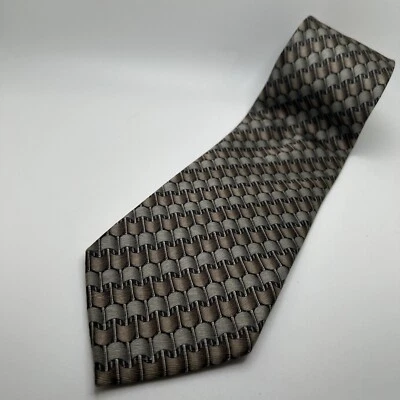 Corbata Carlos Devenezia Hecha a Mano 100% Seda Patrón Geométrico Corbata Barcelona Foto 1 de 4