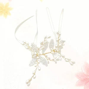 Golden Artificial Pearl Wrist Corsage Crystal Wrist Wreath Rhinestone Wrist - Picture 1 of 11