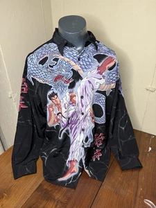 CAMISA RYU STREET FIGHTER VEEZO Y2K ABOTONADA ANIME DE COLECCIÓN DRAGÓN JAPONÉS AOP ¡RARA! - Imagen 1 de 11
