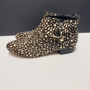 DV by Dolce Vita Booties Ankle Boots Calf Fur Brown Cream Spotted Women Size 9 - Picture 1 of 10