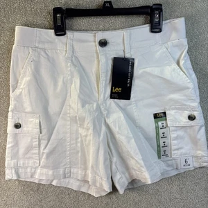 Lee Cargo Shorts Women's 8 White Ultra Lux Comfort Chino Stretch 6" NEW - Picture 1 of 7