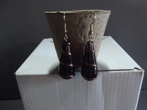 1 Pair Old Dangle Drop Big Glass Purple Teardrop 1.5"in - Picture 1 of 5