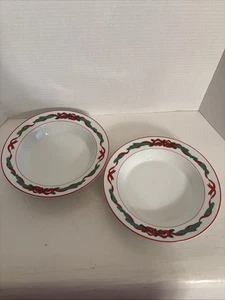 2 ciotole per zuppa Dansk Christmas Jul bordate 8 1/2" - Foto 1 di 7