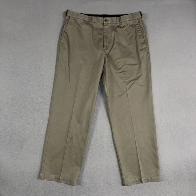 Брюки хаки Haggar мужские 38x29 (подходит 36x28) серые зеленые классический покрой 100% хлопок - Изображение 1 из 4