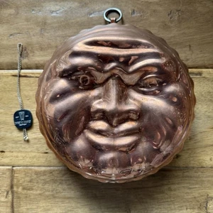 Vintage Christian Wagner West Germany Copper Mold Man In The Moon Face w/ Tag - Picture 1 of 8