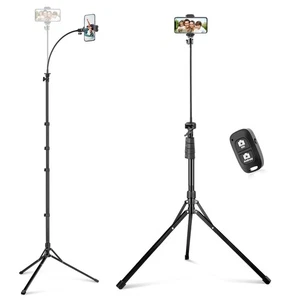 92" Cell Phone Tripod, Selfie Stick Tripod with 16.5" Flexible Gooseneck, Ove... - Picture 1 of 6