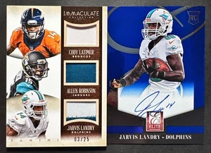 2014 Jarvis Landry Rookie Lot Elite Auto Immaculate Foil Triple Patch /25 RC SP - Picture 1 of 2